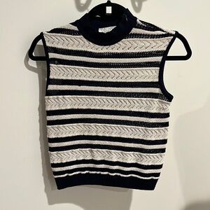 St. John Collection blue-and-white striped knit sleeveless top size P/US XS